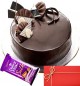 500gms Chocolate Truffles Cake with Dairy Milk - Silk and Greeting Card